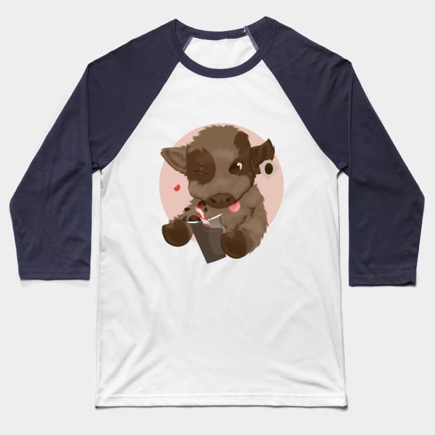 Chocolate Cow Baseball T-Shirt by Paulina Alvarez